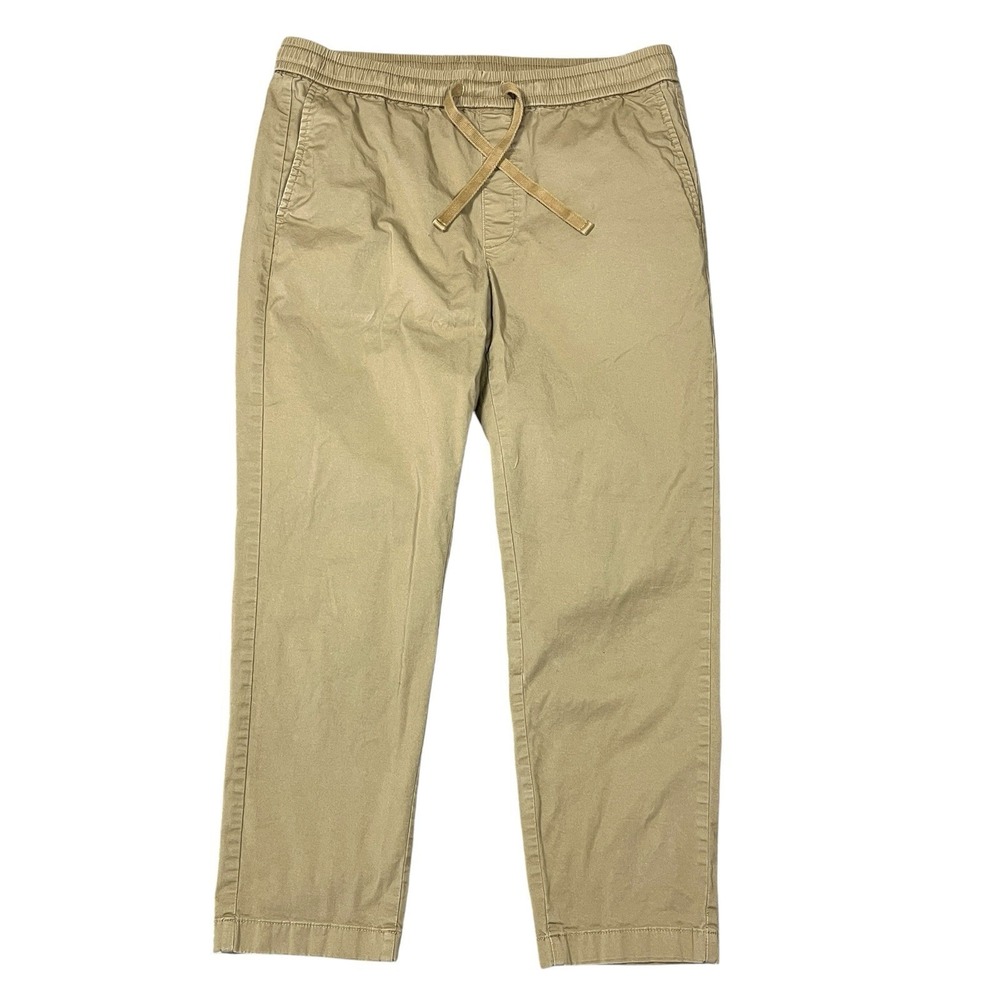 Kulte France Drawstring Crop Trousers Womens XL (32x26) Beige 100% Cotton Pants